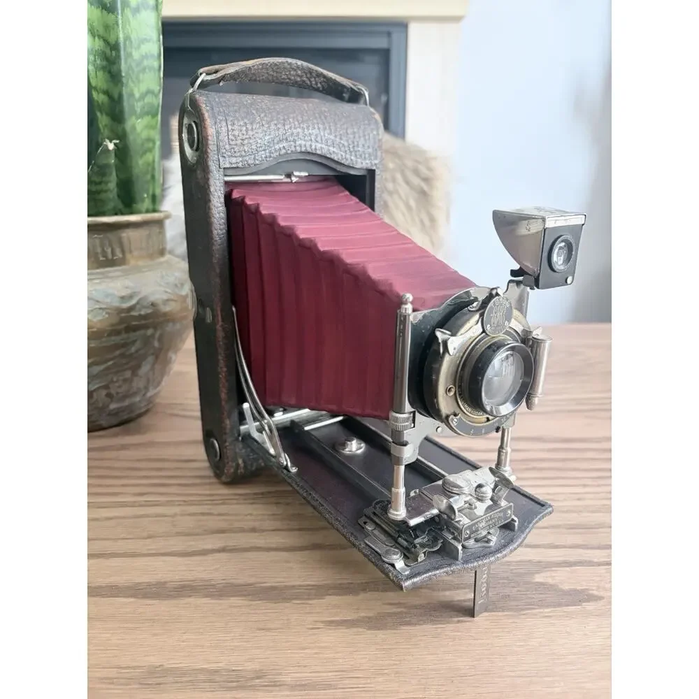 Antique Kodak No. 3A Folding Pocket Camera Model C Red Leather Bellows With Case